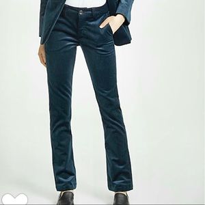 Banana Republic Blue Green Velvet/Velour Sloan Mid-Rise Pants Size 14 - EUC